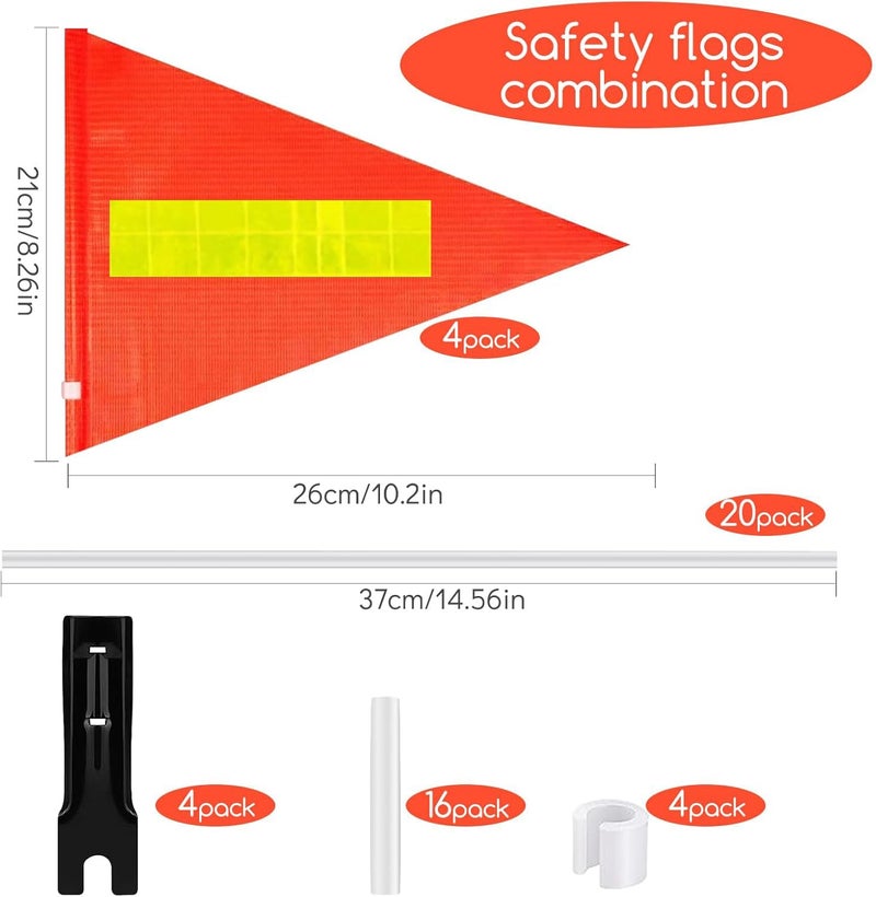 Jippedea Bike Flag,6 Ft Bicycle Flags with Pole and Mounting Bracket,Bike Safety Flag with Reflective Strip to Night Safety,Adjustable High Visibility Waterproof Bicycle Trailer Safety Flags for Kids,Adults(4 Sets) - Image 3